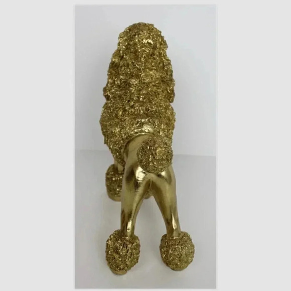 SOLD Retro MCM Hollywood Regency Lrg Gold Resin Poodle Dog Statue Figurine Decor - Picture 3 of 4